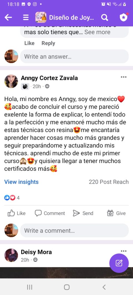 Testimonio 1 curso de joyeria