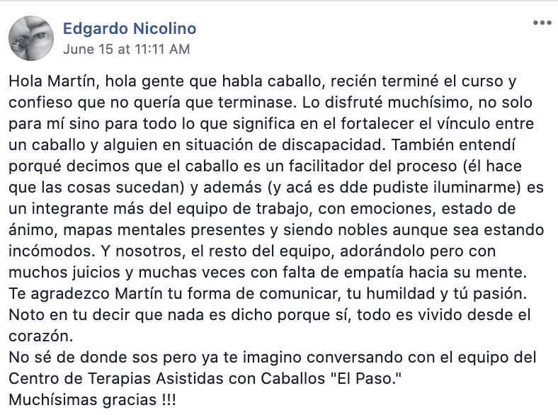 Testimonio 1 doma de caballos