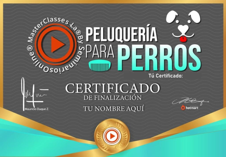 Certificado Curso Online Peluqueria Canina