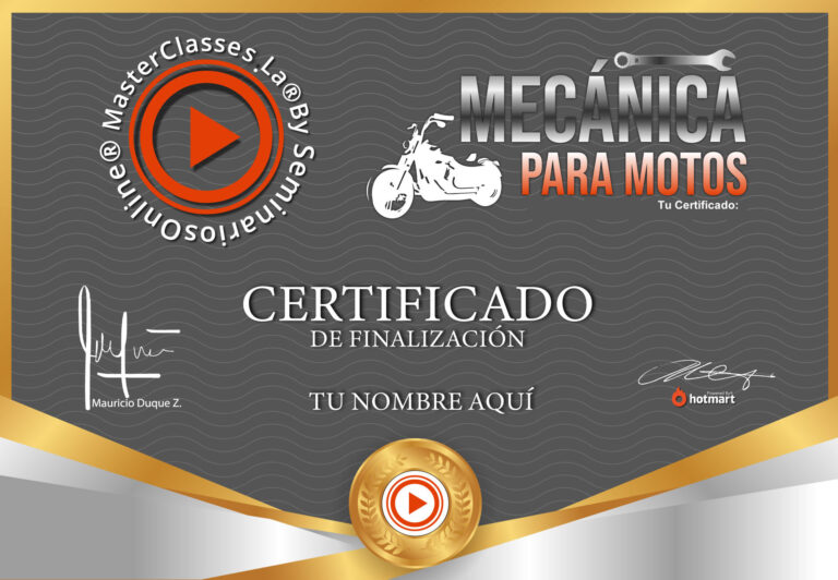 Certificado Curso Online Mecanica de Motos